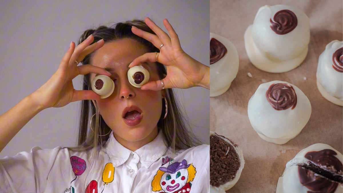 Halloween Brownie Balls: Gruselige Schoko-Eyeballs mit Dattelpaste - DATTELBÄR