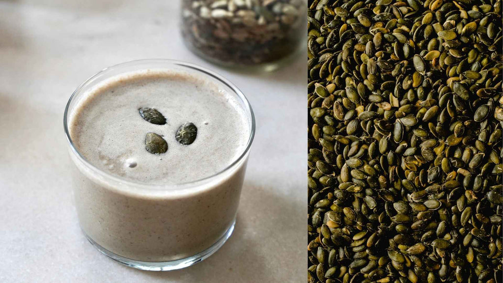 Selbstgemachte Kürbiskernmilch mit Datteln - DATTELBÄR